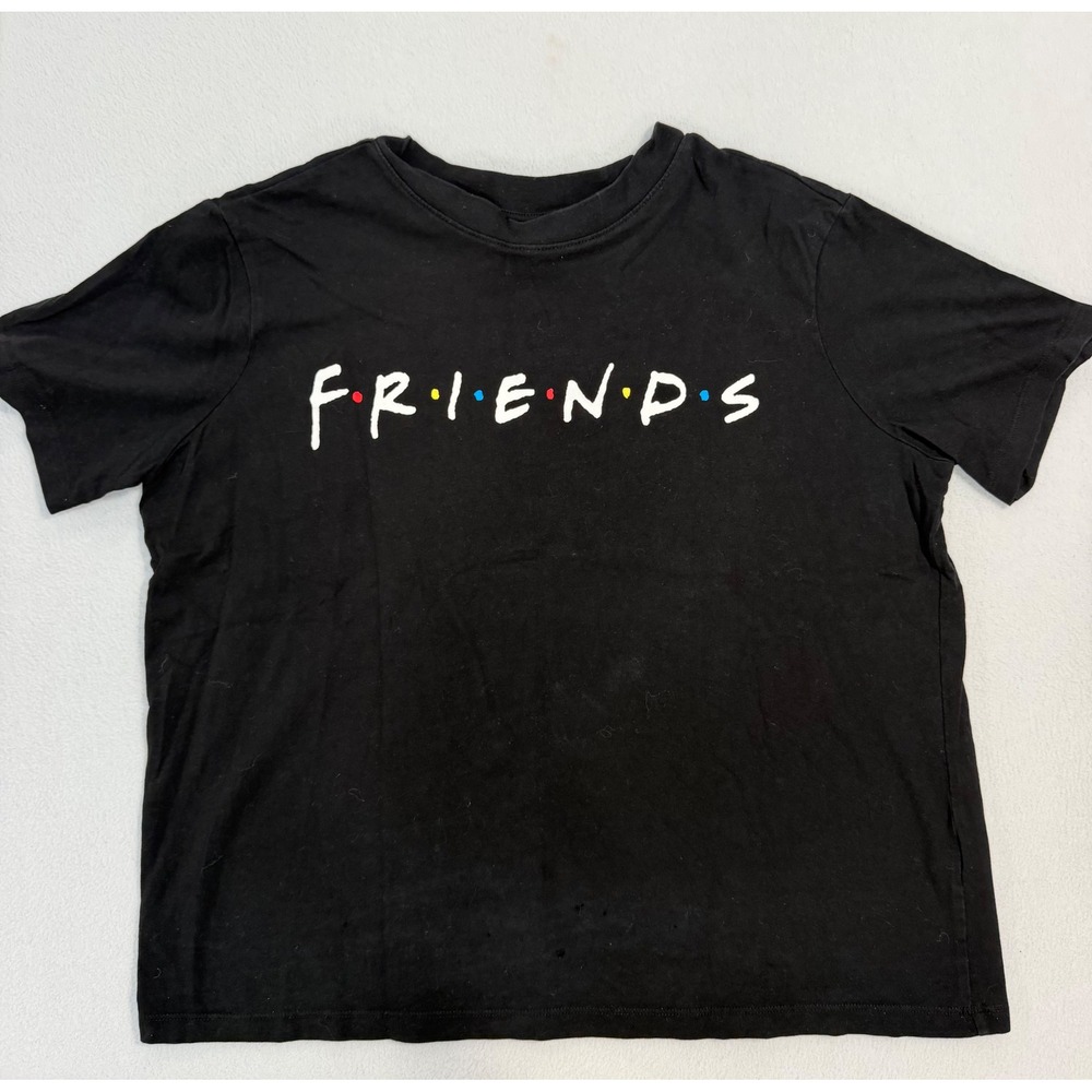 HM Friends TV Show Logo Graphic T-Shirt Black Short Sleeve Cotton womens Medium